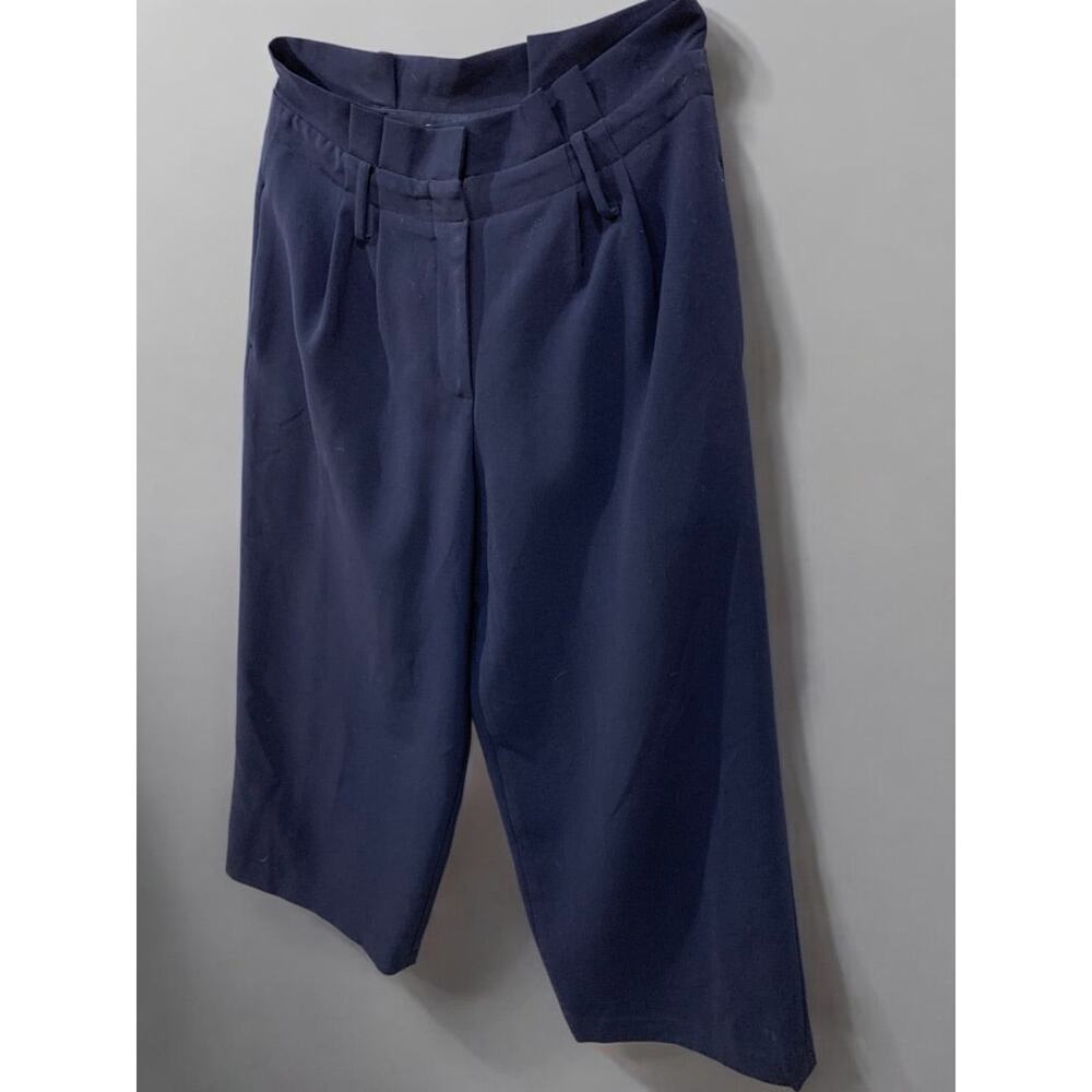 Size 6P Boden Petite Womens Navy Blue Wide Leg Crop Pants